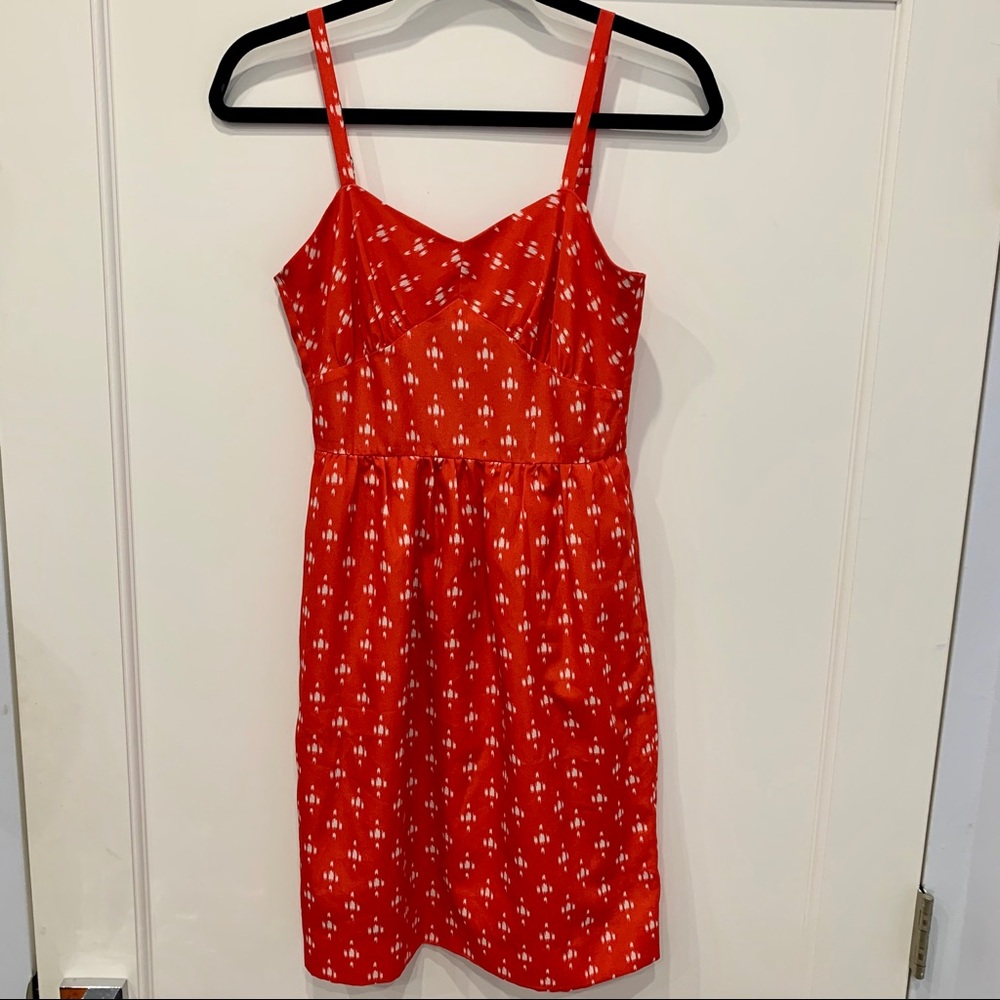 J CREW Red Ikat Strappy Summer Dress - Picture 1 of 3